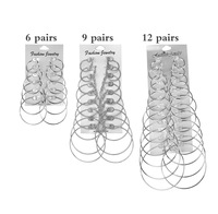 6/9/12 Pairs/set Vintage Ear Cilp Brincos Dangle Ring Large Big Circle Earrings Set For Women Jewelry Steampunk Hoop Earrings