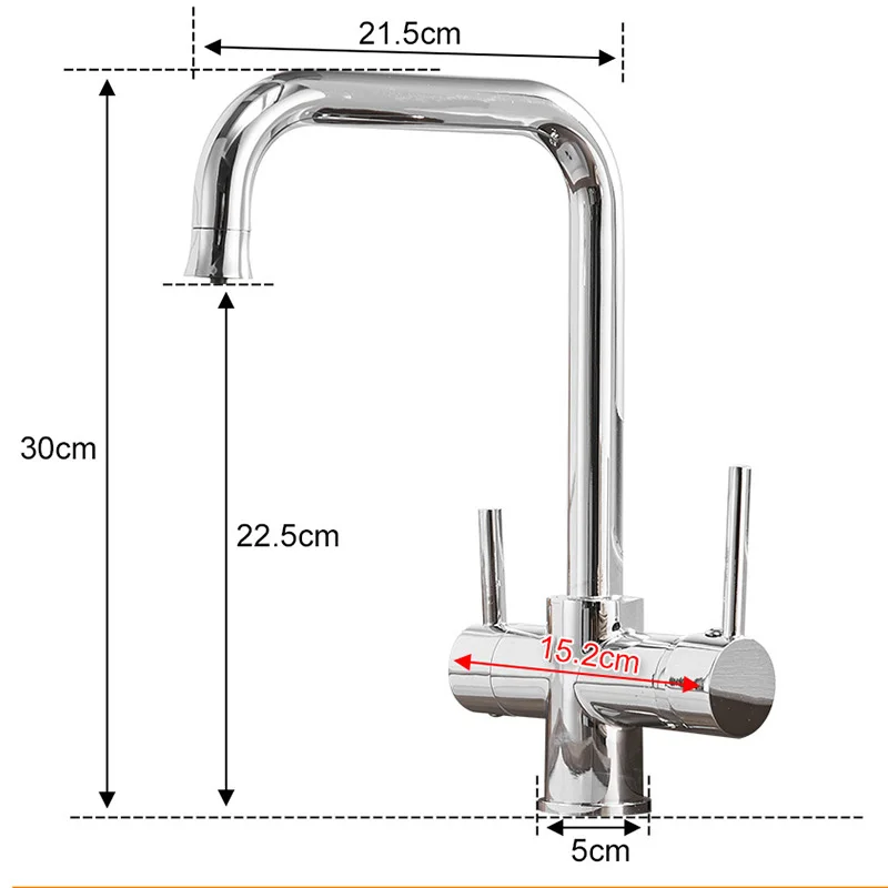 ROVATE 360 Degree Rotation Kitchen Faucet with Drinking Water Faucet, 3 in 1 Kitchen Faucet Dual Handle Dual Spout Filter Faucet