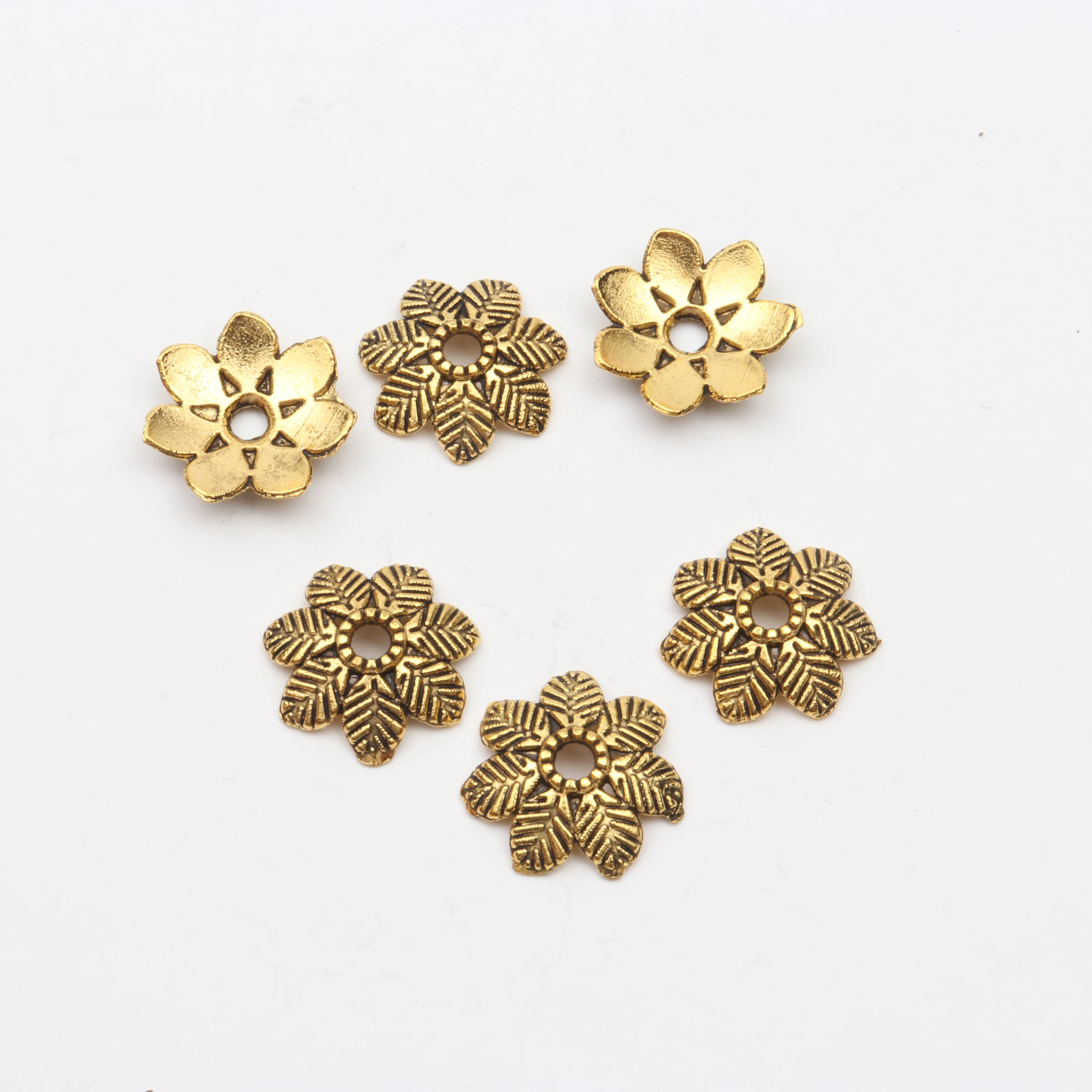 50pcs Antique Sliver Gold Heptagonal Snowflake Shape Metal Spacer Alloy Bead Caps For DIY Compulsory Tibetan Jewelry Making