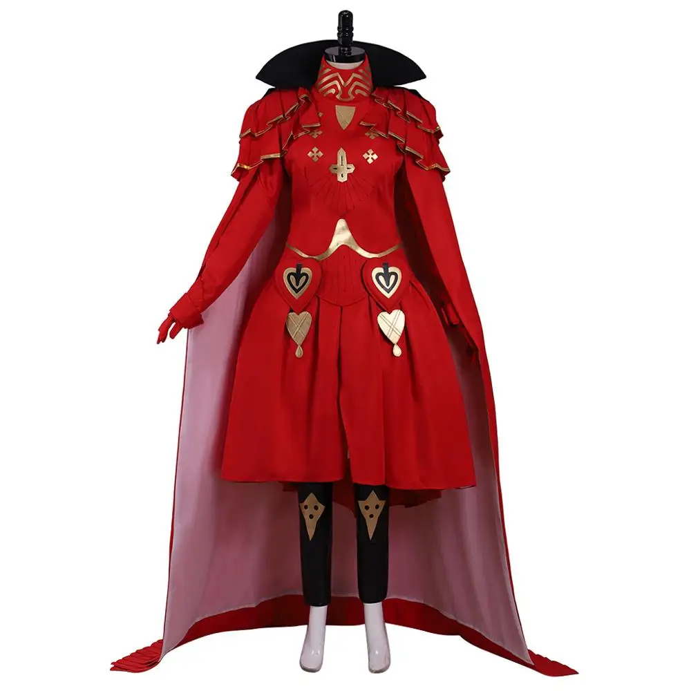 

Game Fire Emblem: Three Houses Edelgard Von Hresvelg Time Skip Cosplay Costume Adult Women Red Cloak Cape Baroque Dress Outfit