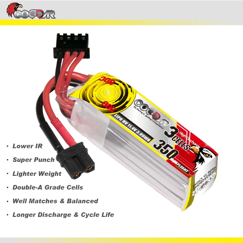 CODDAR HV LiPo Battery 3S 11.4V 350mAh 90C For RC Helicopter Airplane Car Boat Quadrotor Drone 3S LiPo Batteries 11.4V