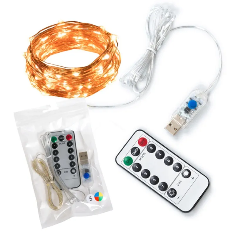 2/5/10M LED Lampu Peri String USB Daya Natal Dekorasi Pesta Pernikahan Tahan Air Cahaya Berbintang String