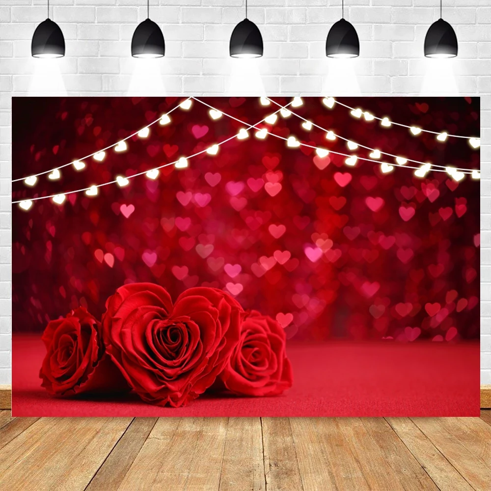 Valentine's Day Backdrops for Photography Love Heart Rose Flower Backdrop Wedding Bridal Shower Banner Background Photo Booth