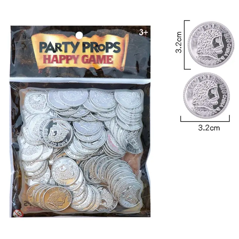 100 Adet BPA Ücretsiz Plastik Korsan Altın Paralar Altın Hazine Oyun Paraları Oyun Favor Parti Malzemeleri Korsan Parti Hazine Avı Oyunu