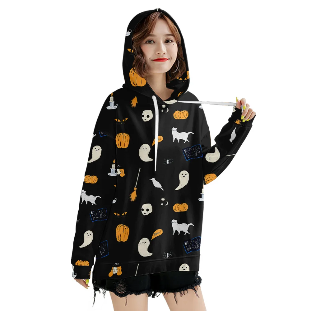 

Horror 3d Pumpkin Print Hoodie Women Halloween Party Long Sleeve Pullover Sweatshirt Sudaderas Con Capucha Moletom Feminino