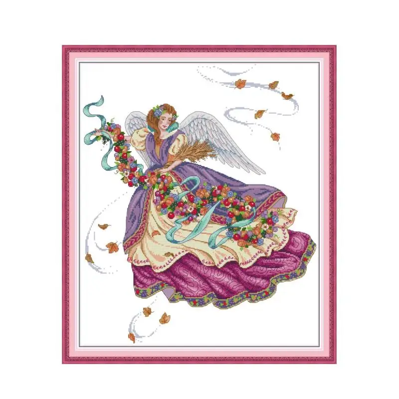 Purple angel cross stitch kit aida 14ct 11ct count print canvas cross stitches   needlework embroidery DIY handmade