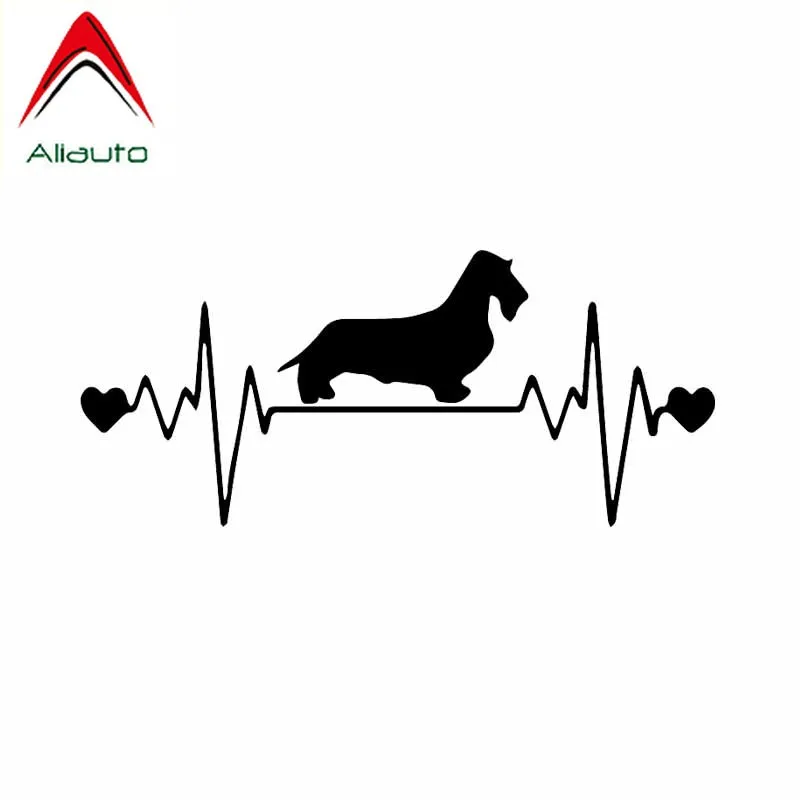 Aliauto Personality Car Sticker Wirehaired Dachshund Lifeline Heartbeat Dog Vinyl Accessories PVC Decal for Opel Corsa,17cm*7cm