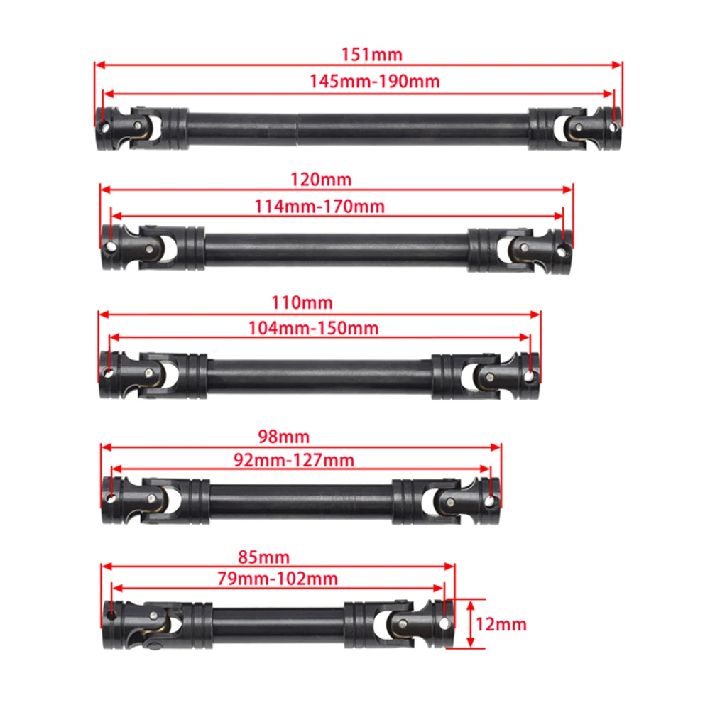 Universal Spline Drive Shaft Multi-Size Drive Shaft Upgrade for Axial Trx-4 Simulation Climbing Car Accessories