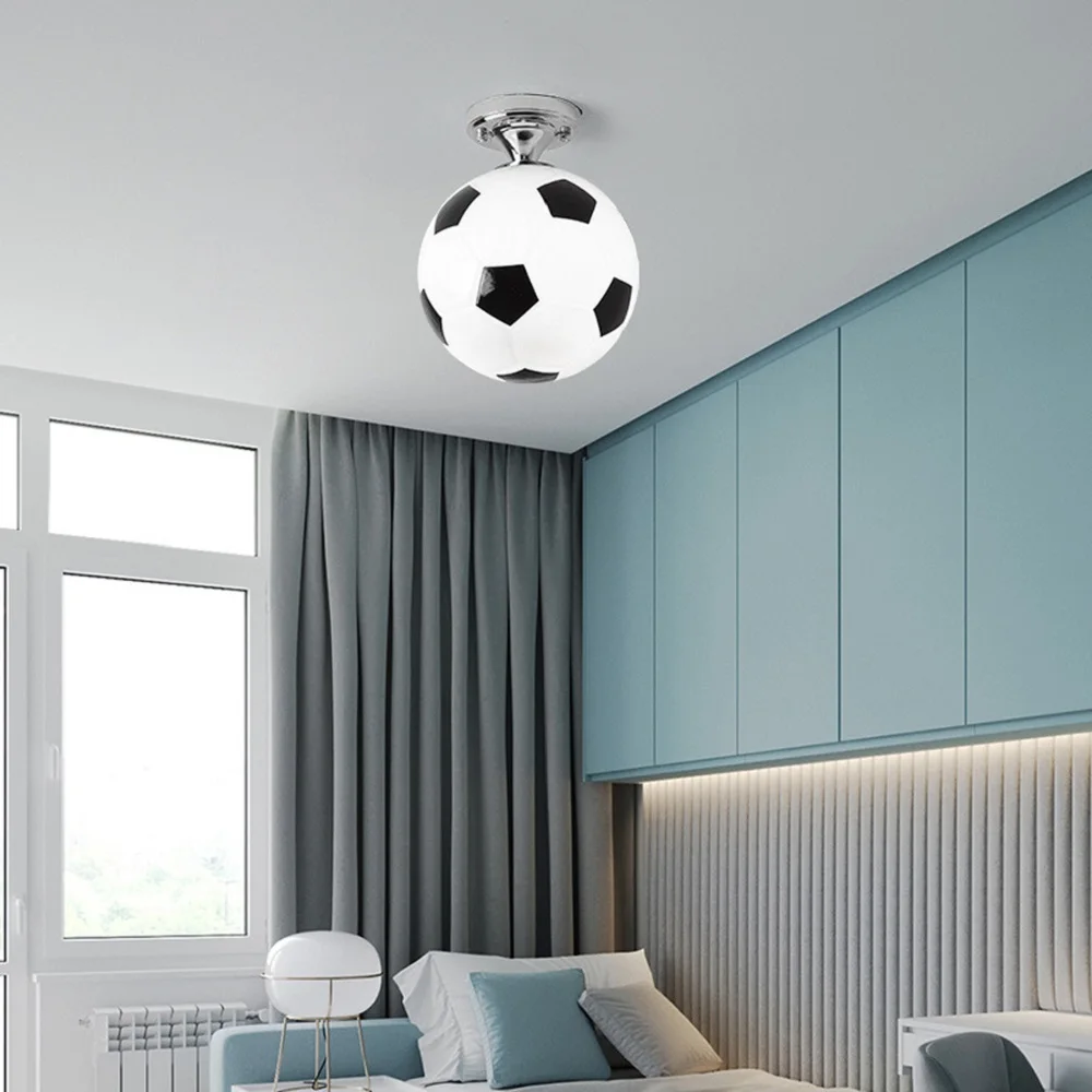 LED Football Ceiling Light 220V Creative Club KTV Decoration Ceiling Lamp 20CM Modern Pendant Soccer Ceiling Chandelier for Room