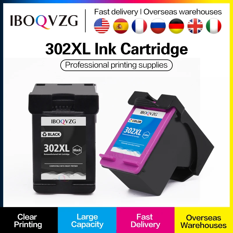 IBOQVZG 302XL Kompatibel Tinte Patrone Für HP 302 für HP302 Deskjet 2130 1110 1111 1112 2131 2132 3630 Officejet 4510 4520