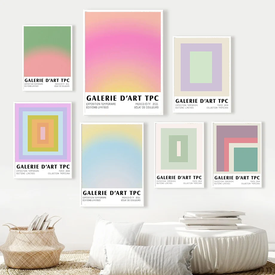 Color Block Gradient Pastel Mint Abstract Wall Art Canvas Painting Nordic Posters And Prints Wall Pictures For Living Room Decor