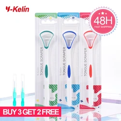 Y-Kelin Sales Silicone Tongue Scraper Brush Cleaning  Food Grade Single Oral Care To Keep Fresh Breath 3Color Pack No.1