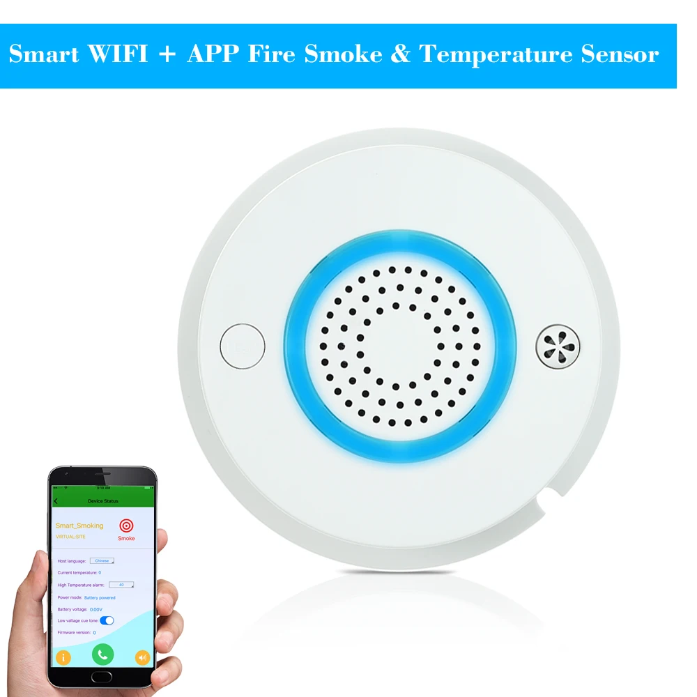 Temperatur Sensor WIFI Drahtlose Rauch Temperatur Detektor Alarm APP Fernbedienung Home Security Alarm System