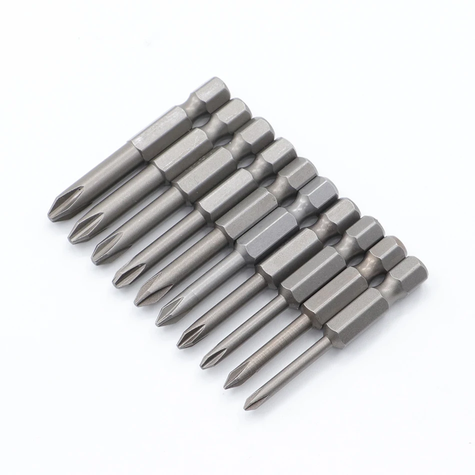 10 pezzi Set 50mm S2 acciaio 1/4 codolo esagonale punte per cacciavite a croce cacciavite elettrico utensili a mano cacciavite magnetico punta da trapano