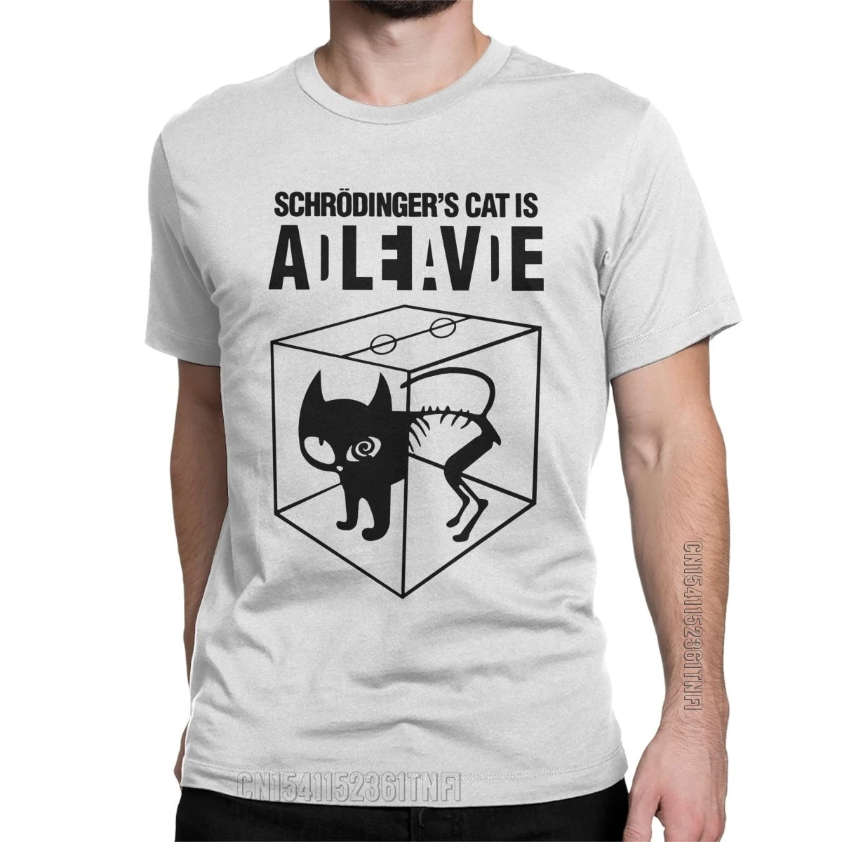 Schrodinger Cat Dead Alive Physics T-Shirt Men Leisure 100% Cotton Tees Round Neck Classic T Shirt Plus Size Clothing