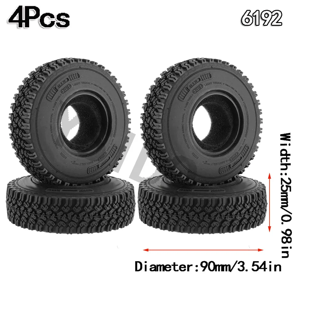 YSIDO 4Pcs 1.55in Soft Rubber Terrain Wheel Tires for RC Crawler Car MST JIMNY Axial AX90069 D90 TF2 Tamiya CC01 LC70 Tyres