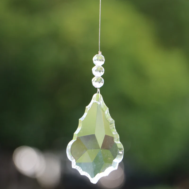 1PCS Crystal Chandelier Prisms Pendants Parts Suncatcher Maple Leaf Pendant Hanging Drop Home Ornament