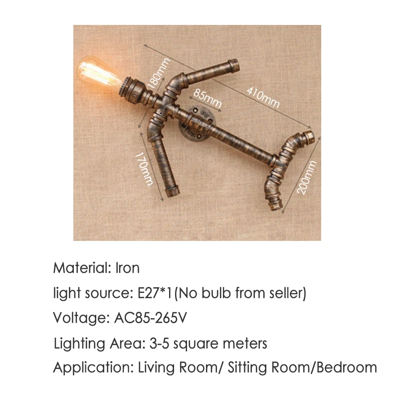 Loft Vintage Retro Lamps Water Pipe Light Human Model Bar Cafe Restaurant Industry Wind Pub Aisle Corridor Living Room Bra