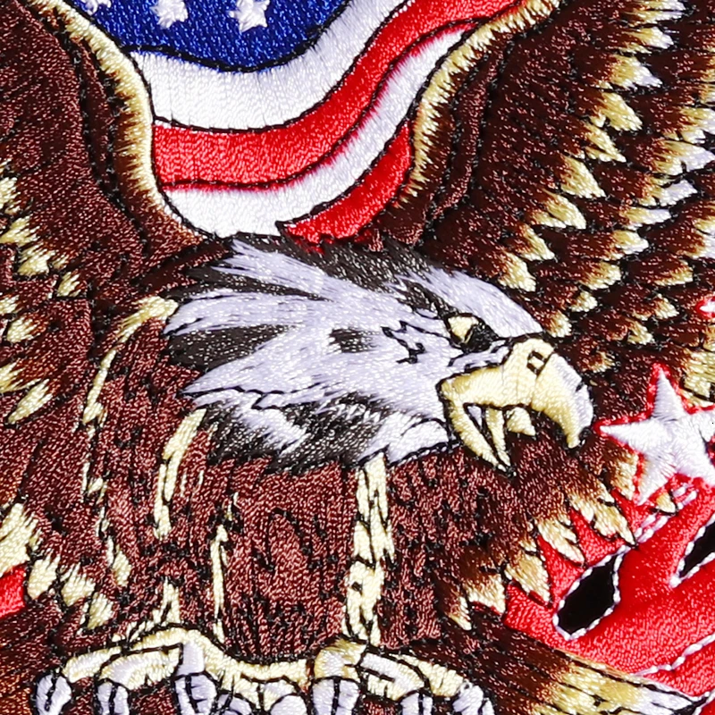 High Quality Exquisite USA Eagle Flag Embroidery Patches for Jacket Back Vest Motorcycle Club Biker Clothes Appliques Stickers