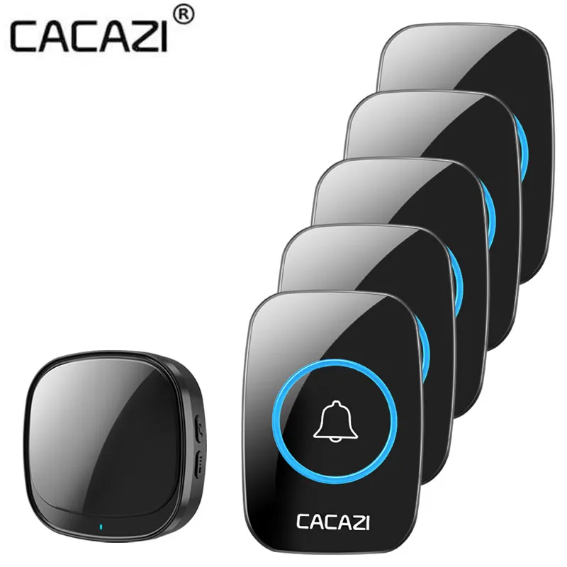 

CACAZI 110db 60 Chimes USB Wireless Smart doorbell Home Doorbell Waterproof Touch Button LED Light 300M Range Door Bell 2021