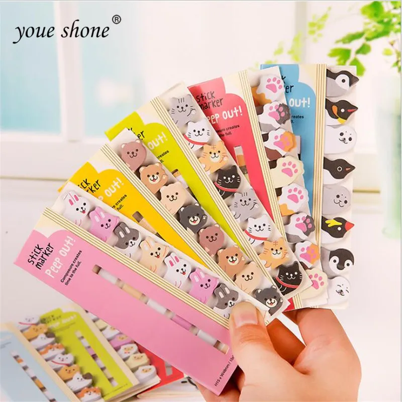 1Set Cute Row Of Animal Bookmarks Sticky Notes N Times Of Note This Note Message Stickers Retail Wholesale