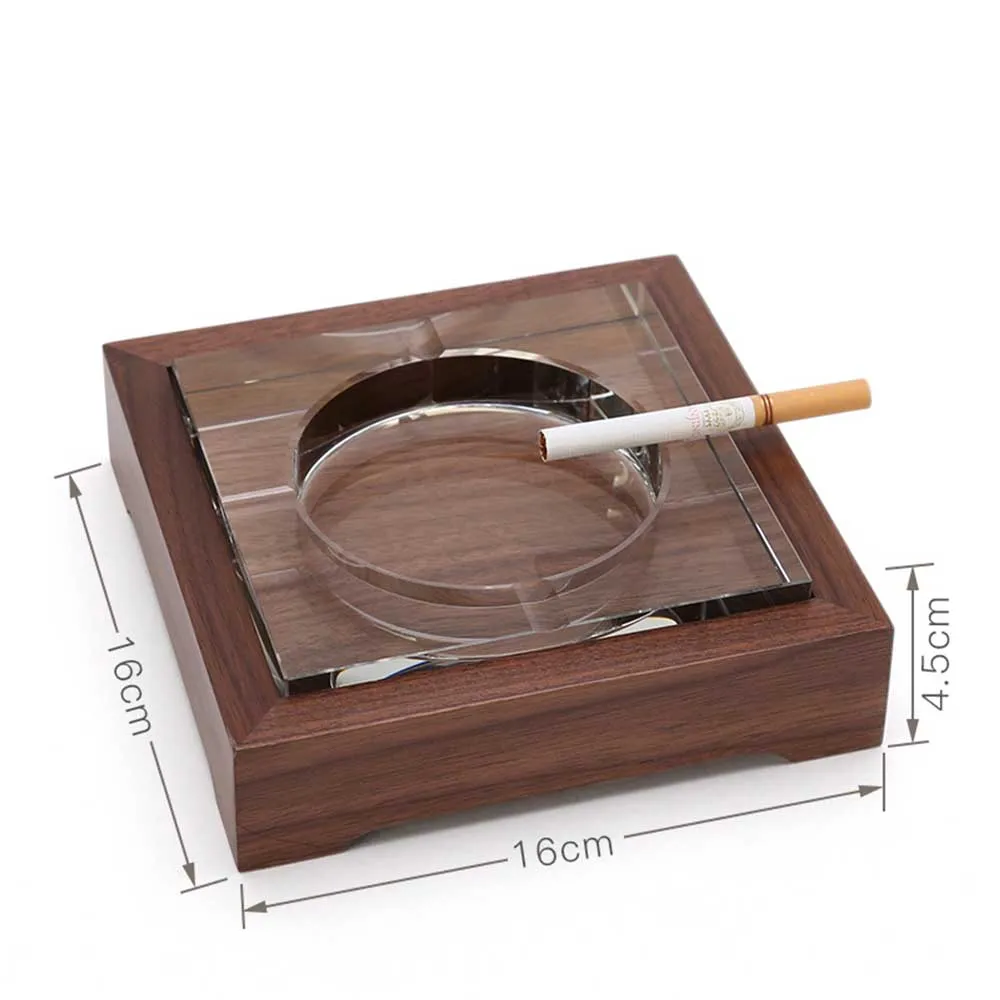 

Table Ash Tray Hollow Out Crystal Wooden Aschenbecher Desktop Decor For Home Office Cigarette Cigar Natural Solid Wood Ashtray