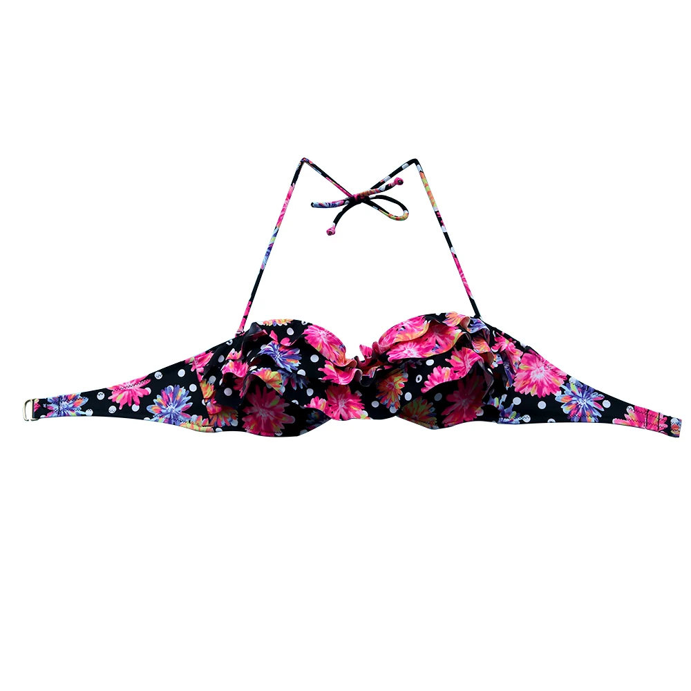 The Bikini TOPS for Women Swimwear Pink Black Flower Bathing suits Sexy girl Underwire Swimming  brazilian Biquini UP