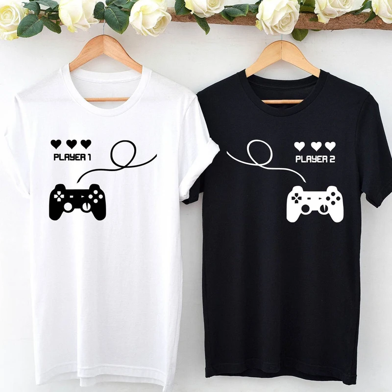 Player 1 And Player 2 T-shirt Funny Women Valentine's Day Gift Tshirt Cute Couples Honeymoon Top Tee Shirt