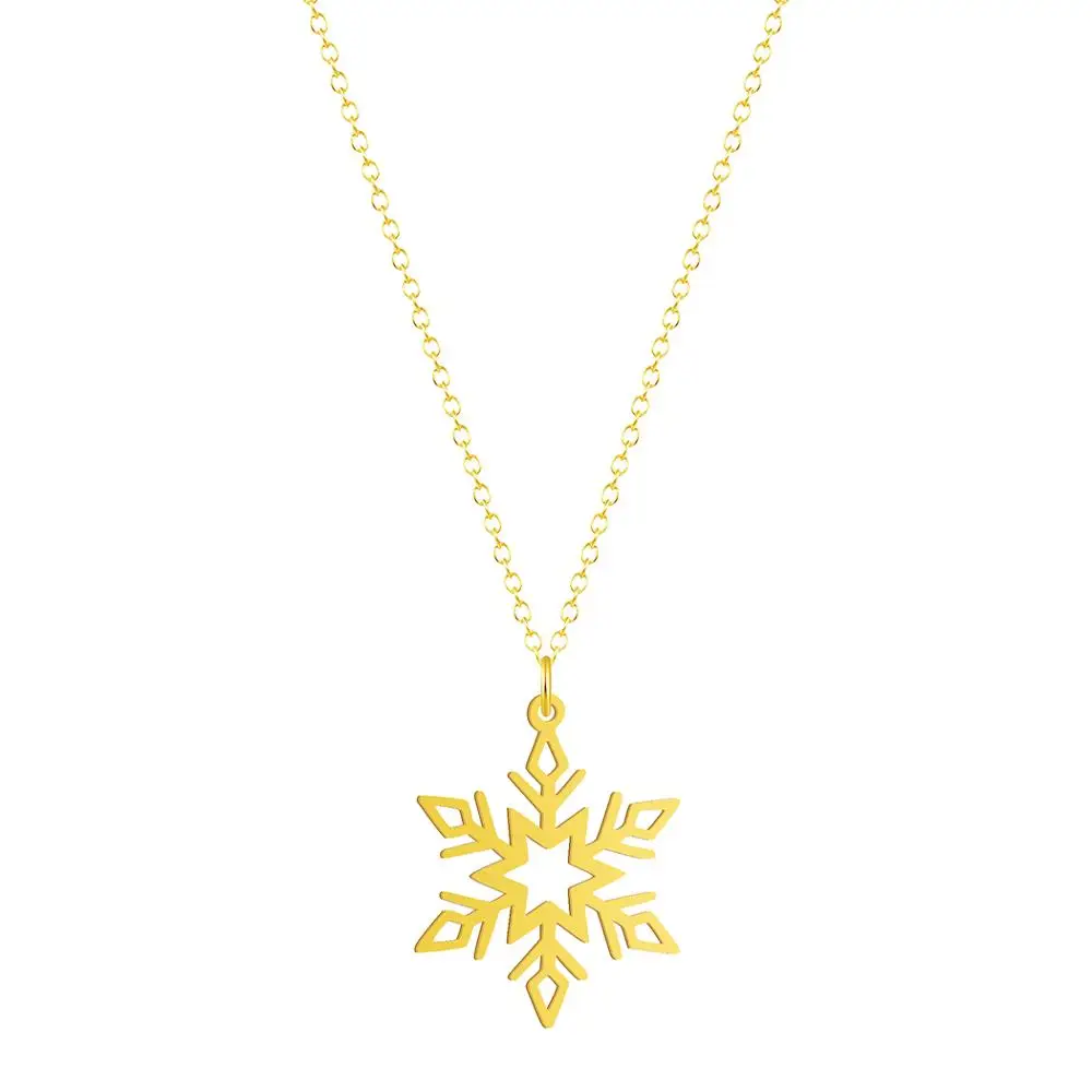 Todorova Stainless Steel Ice Snowflake Charm Necklace Christmas Winter Pendant Necklace For Women Fashion Jewelry Gift