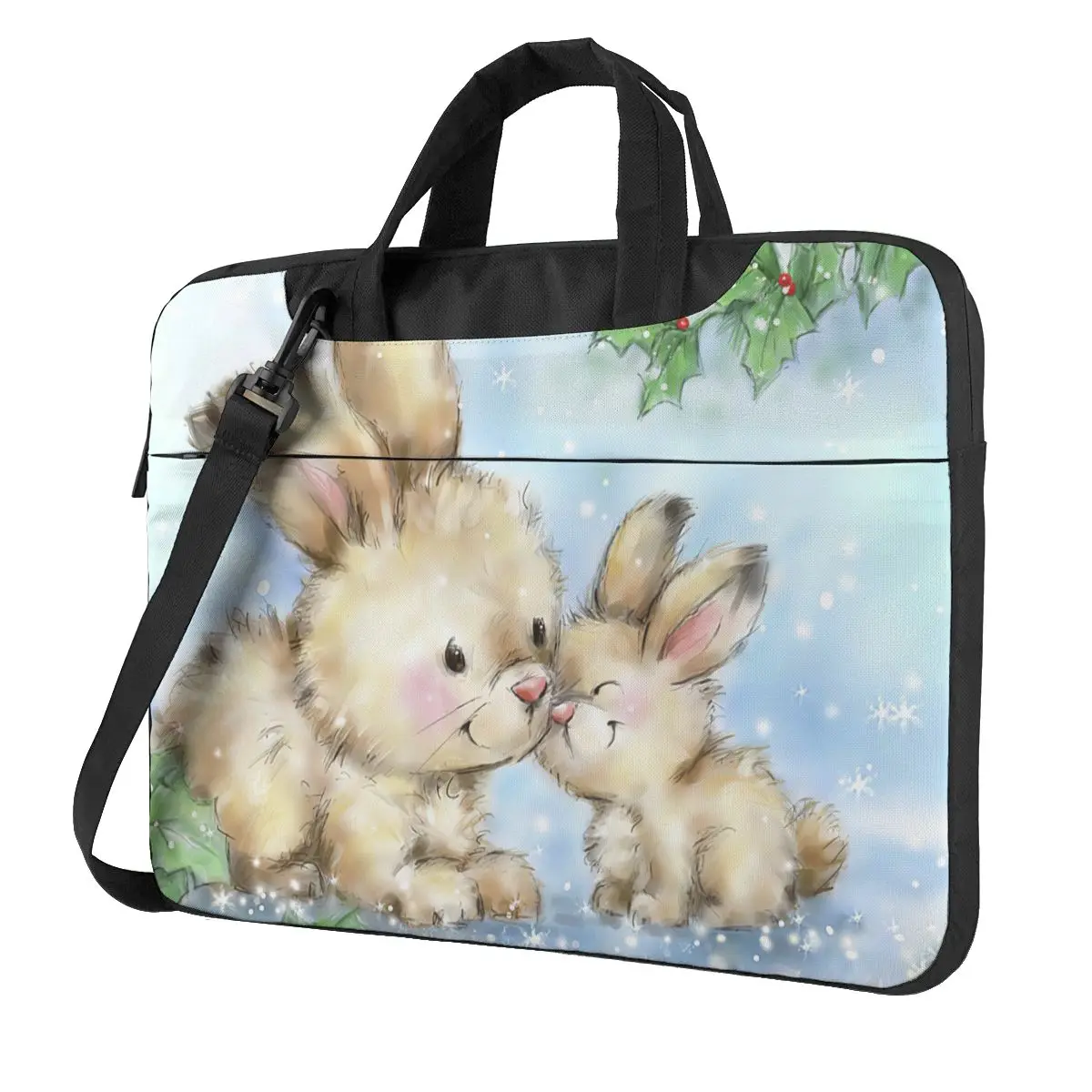 

Two Rabbits Laptop Bag Case Protective Vintage Computer Bag Bicycle Crossbody Laptop Pouch