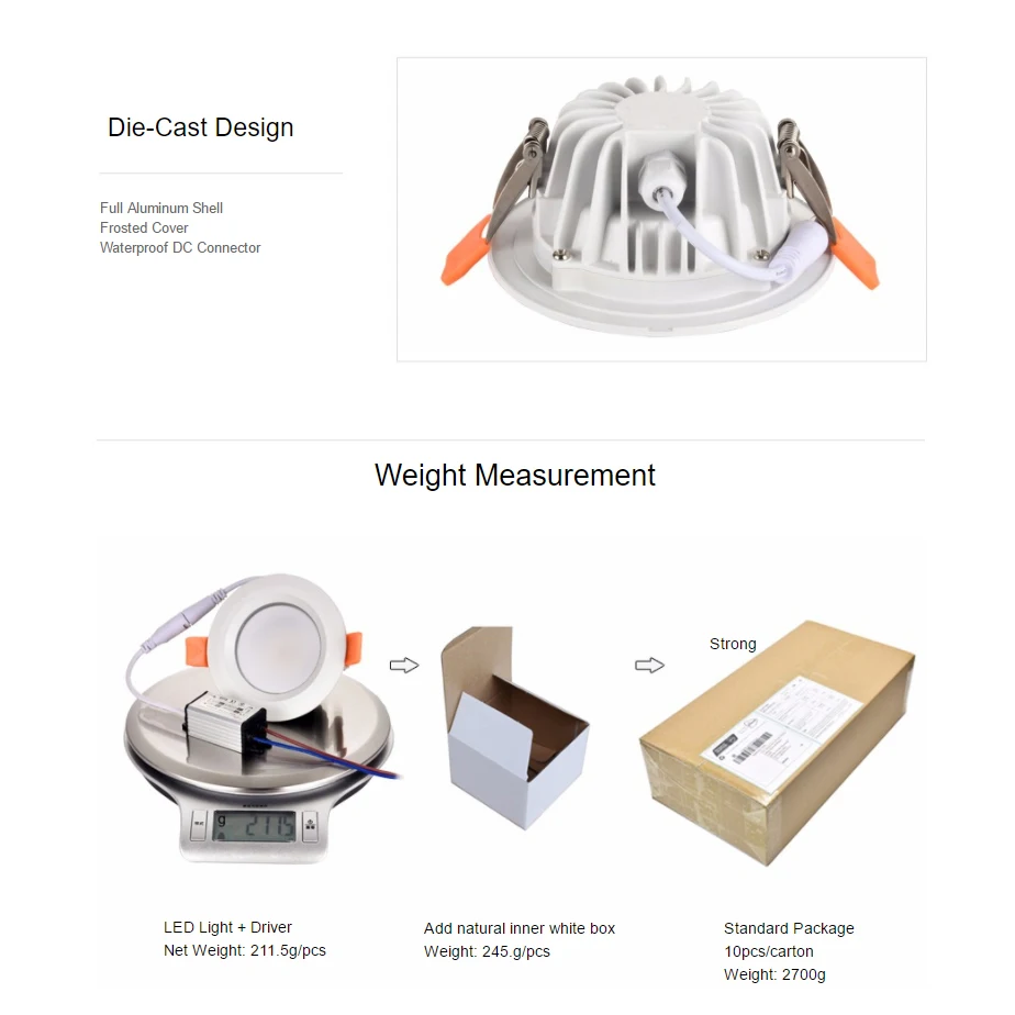 2pc 7W 9W jakości wodoodporny IP65 odlewania ciśnieniowego Downlight Spot led it sufitowe światło wodoodporne ognioodporne aluminium wewnątrz na