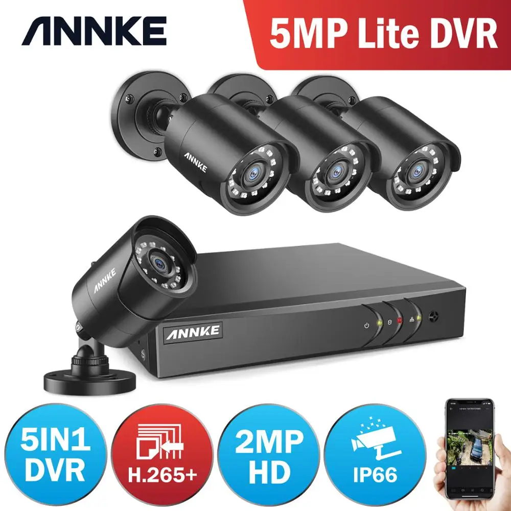 Annke 8CH 1080P Cctv Camera Dvr Systeem 4 Stuks Waterdichte 2.0MP HD-TVI Bullet Camera 'S Home Video Surveillance Kit Motion detectie