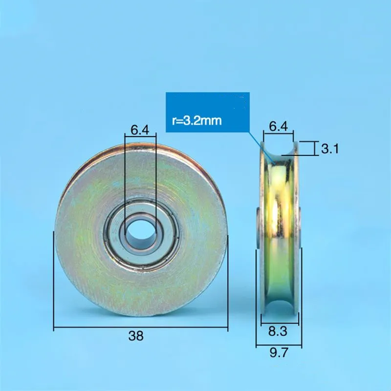 5pcs/20pcs U Groove Radian Radius 3.2mm Guide Wheel 6.4*38*8.3mm 625ZZ Steel Pulley Rope Wire Conductor Wheel Hanging Roller