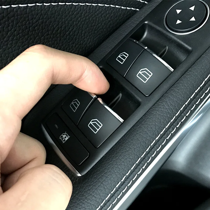 ABS Car Window Glass Lifting Buttons Sequins Decals 7pcs For Mercedes Benz W176 W246 W205 W204 W212 W213 C117 X156