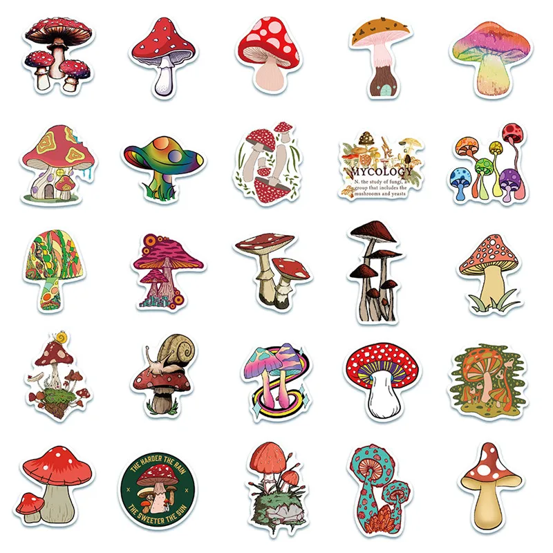 10/30/50 PCS Plant Mushroom Cute Cartoon Sticker Notebook Toy Notebook Carrying Suitcase Decoration Sticker Gift