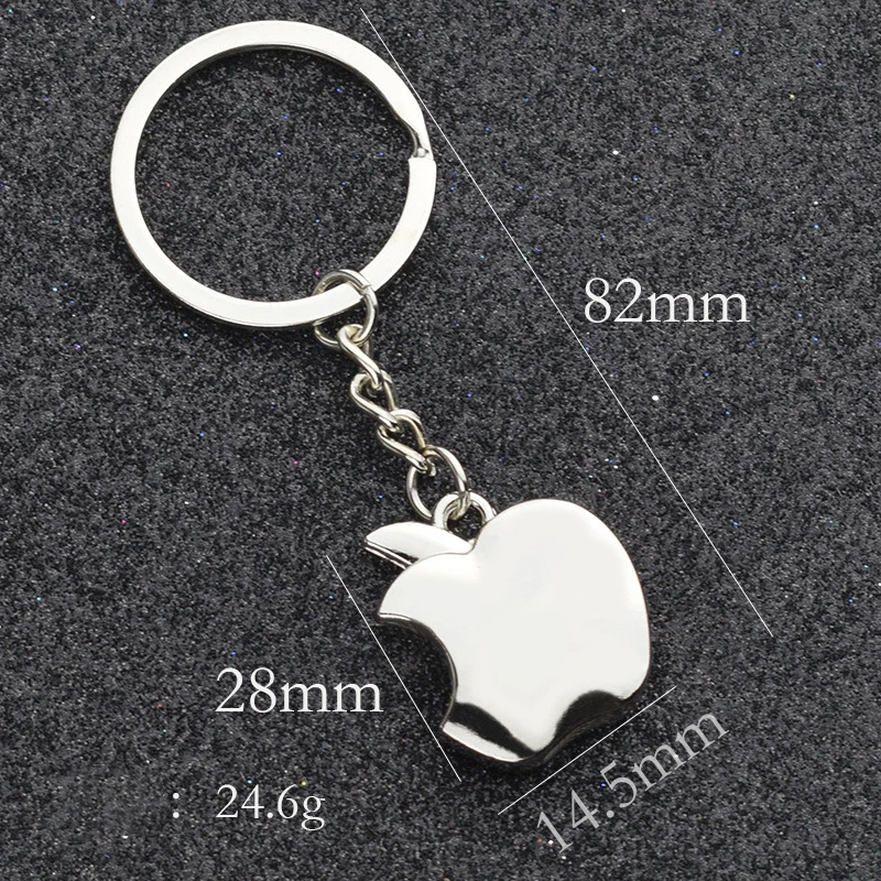 Novelty Souvenir Metal Apple Shape Keychain Creative Charms Holders Gift Backpack Car Accessories Couple Key Ring Trinket