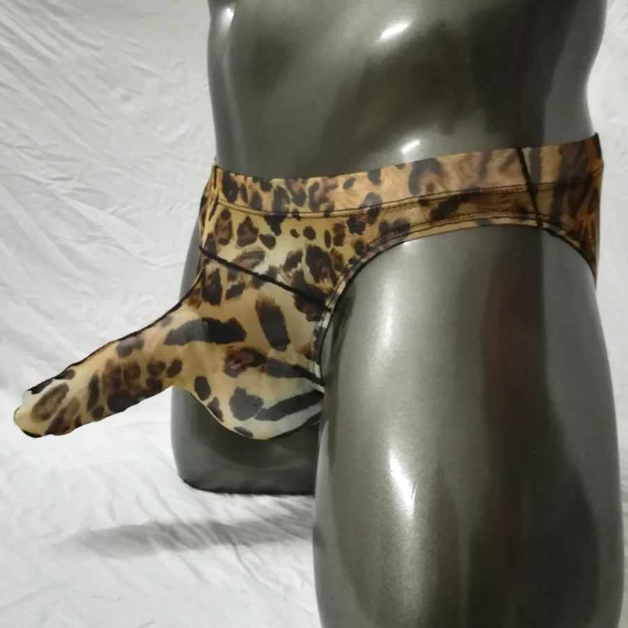 Mens Hot Leopard Low Waist Sheath  Gay Brief Underwear