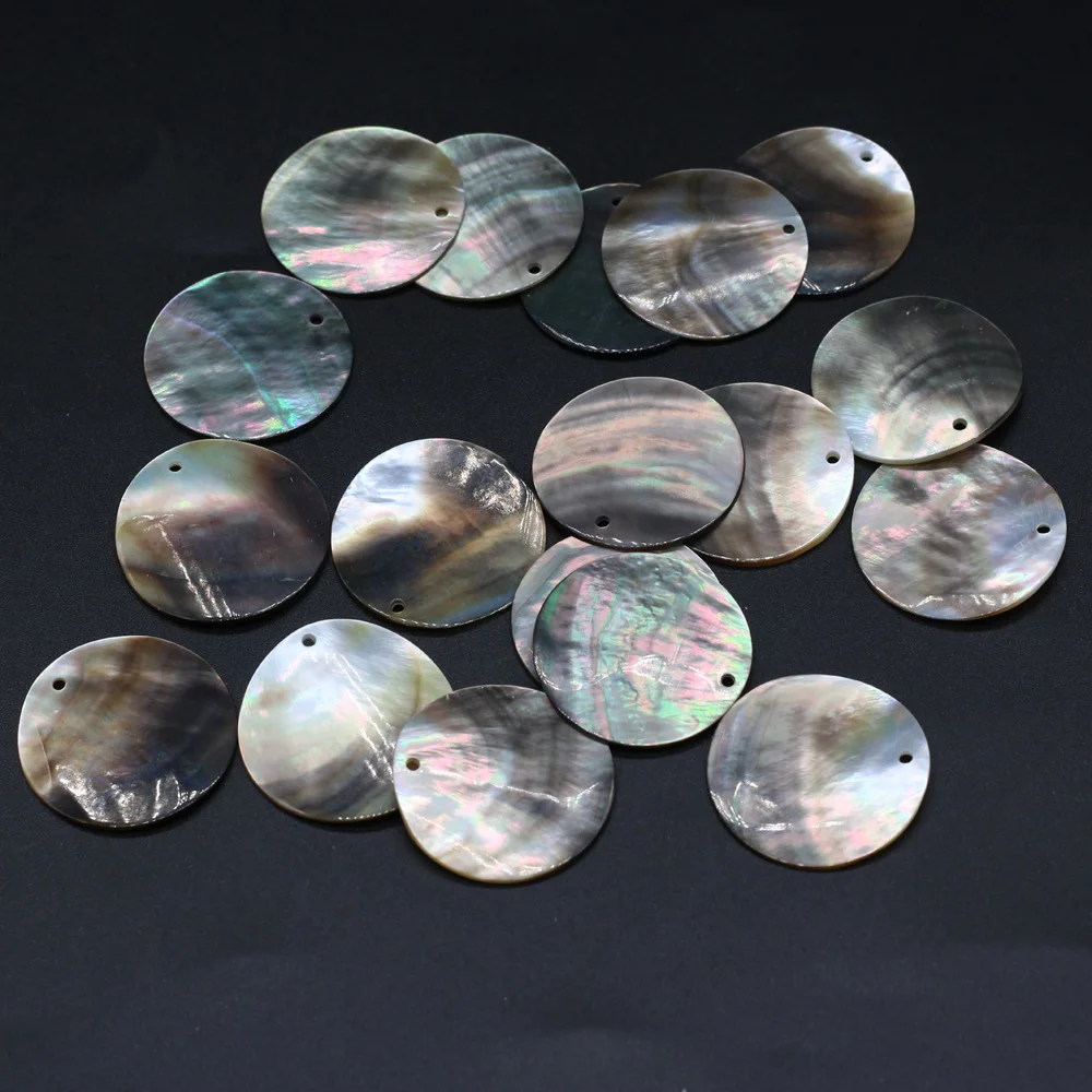 10pcs Black Mother of Pearl Coin Charms Fashion Natural Shell Disc Pendant for Jewelry Making DIY Earrings Necklace Accessories