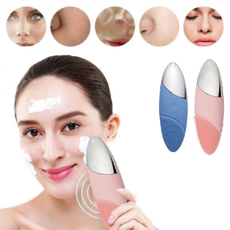 

Face Exfoliating Removing Blackhead Silicone Face Cleansing Tools Sonic Electric Facial Waterproof cleanser Brush