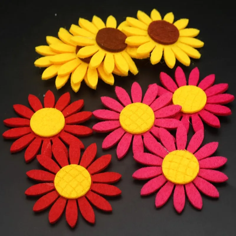 4/6cm Colorful Non-woven Sunflower Headdress Home Felt Flowers DIY Handmade Kindergarten Classroom Decoration Supplies 10/40pcs