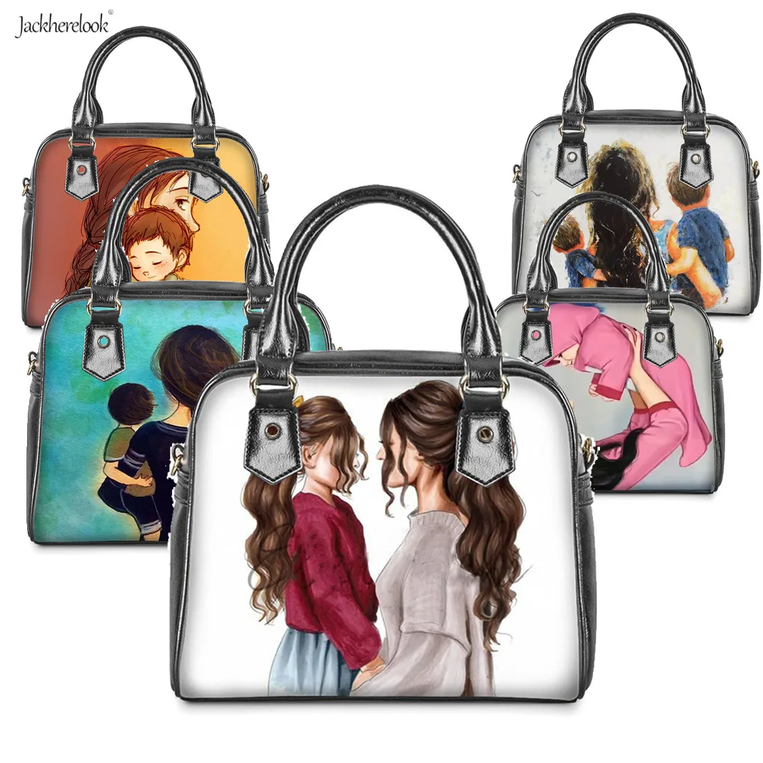 

Jackherelook Women Shoulder Bag Super Mom Print Leather Totes Top-handle Bag for Lady Mother's Love Handbags Mama Women Handbags