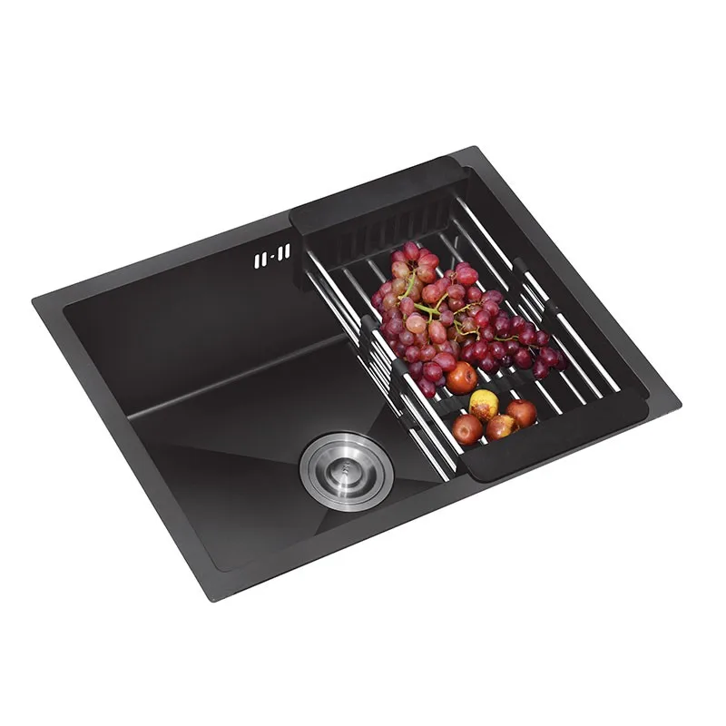 Black kitchen sink above counter or udermount vegetable washing basin sink kitchen  black stainless steel seamless welding pia