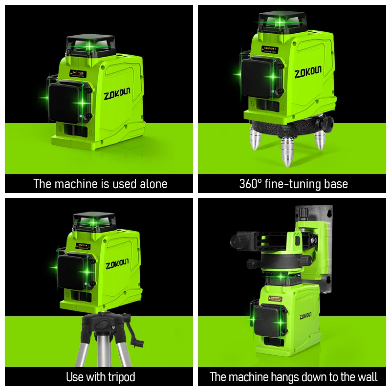 ZOKOUN GF120 3D Marchio Tedesco Modulo Verde Laser a Livello di Linea 5200mah Della Batteria di Controllo A Distanza Orizzontale e Verticale