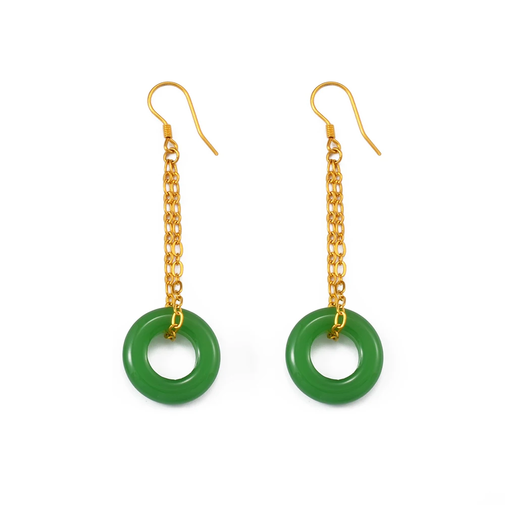 Anniyo Round Green Earrings for Women Girls Fashion Earrings African Fashionable Accessories Birthday Items #200925