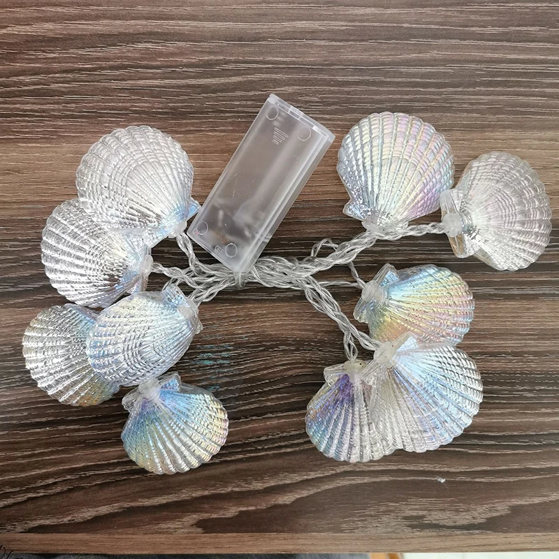 Seashell String Lights Fairy Garland Shell Shaped Holiday Light Battery Powered Decorative Hanging Light for Wedding Party Decor