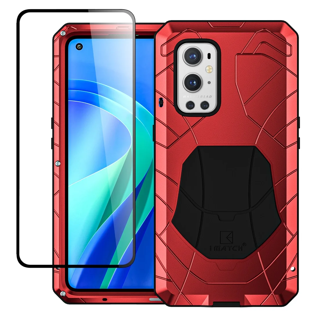 

IMATCH Aluminum Metal Silicone Shockproof Cover For Oneplus 9 9 Pro Cover with Tempered Glass Gift Case Heavy Duty Protector