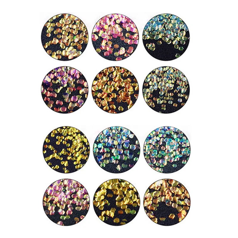 1pc 12 Farbe Glitter Schildkröte Waagen Flakes Multicolor Nagel Pulver Glitter Nagel Flecken Pulver Nail art 3D Dekoration Werkzeuge