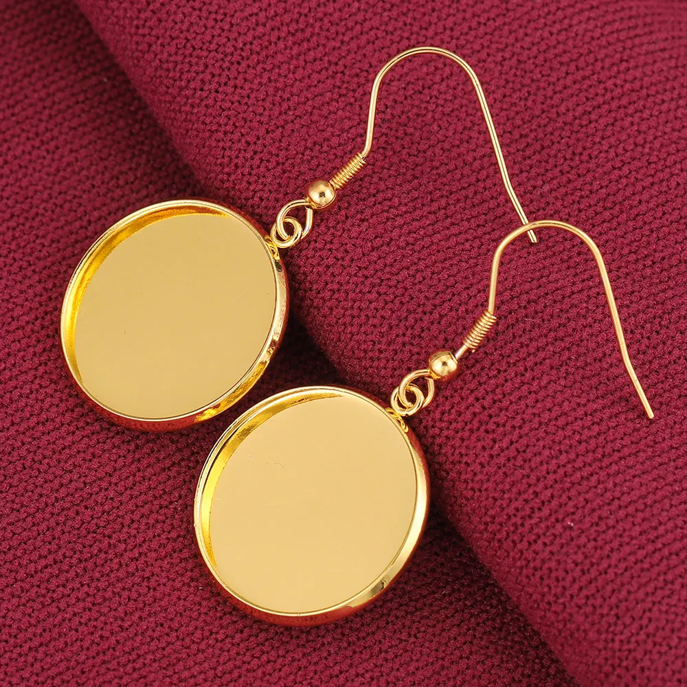 20szt Lot Złote kolczyki ze stali nierdzewnej Hak Cabochon Pusta podstawa 6 8 10 12 14 16 18 20 25 30mm Żywica szklana DIY Biżuteria — zdjęcie 5