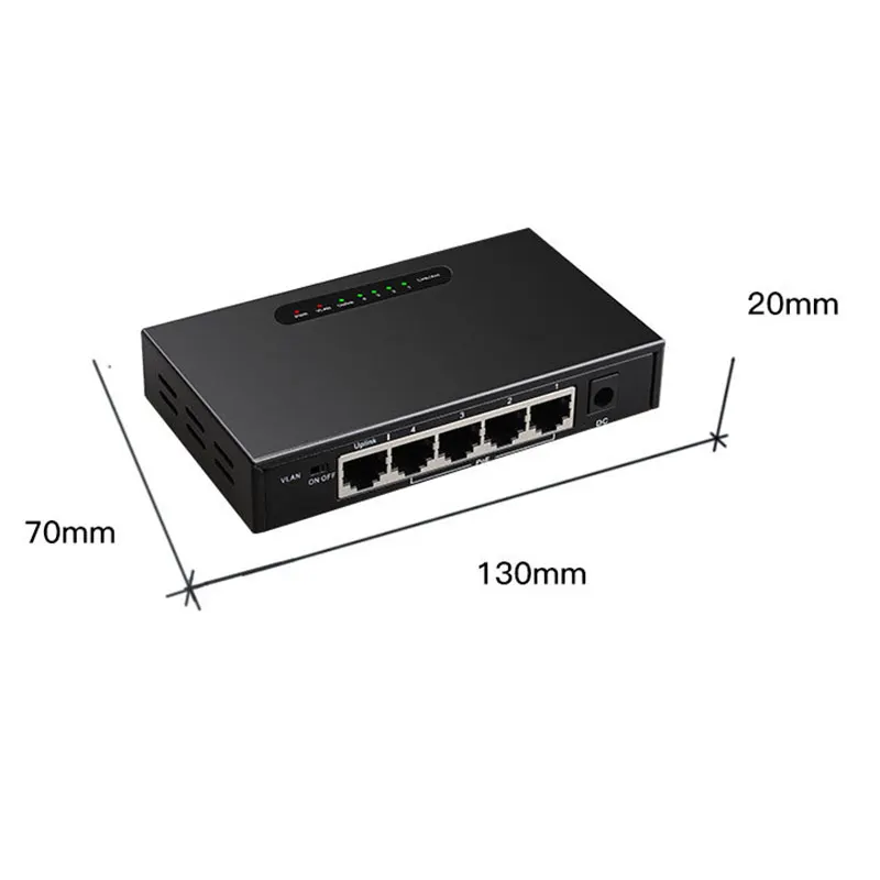 TEROW 52V 1.25A 5Port Gigabit unmanaged POE Power Supply Switch with VLAN 1000M copper RJ45 Ports IEEE802.3af/at Ethernet Switch