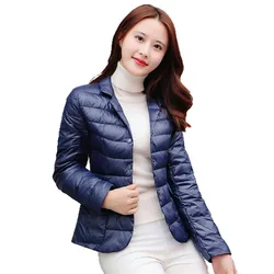 Sanishroly 2022 Women Ultra Light White Duck Down Jacket  Autumn Winter Ladies Suit Collar Short Warm Coat Puffer Parkas Tops